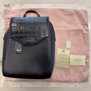NWT Radley London Drury Lane Black Leather Backpack